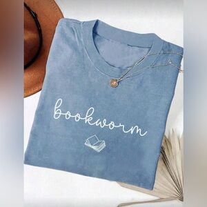 Blue 'Bookworm' Graphic Tee